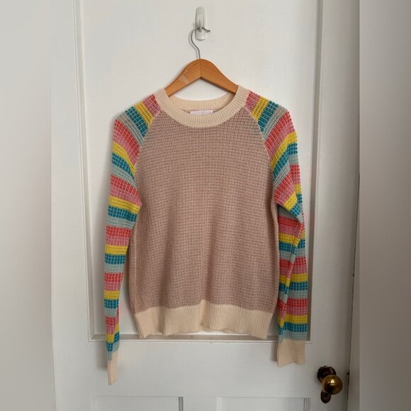 BNWOT Cocoa Cashmere London Sweater in Light Pink, Ivory and Striped Sleeves - Picture 9 of 9